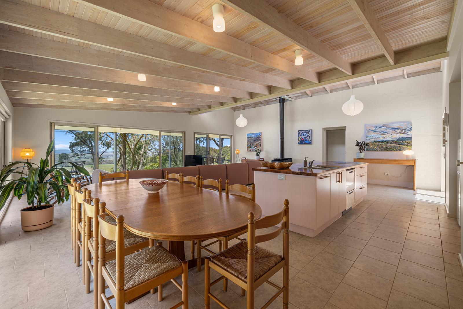 Dining area with 10-seater table for family meals