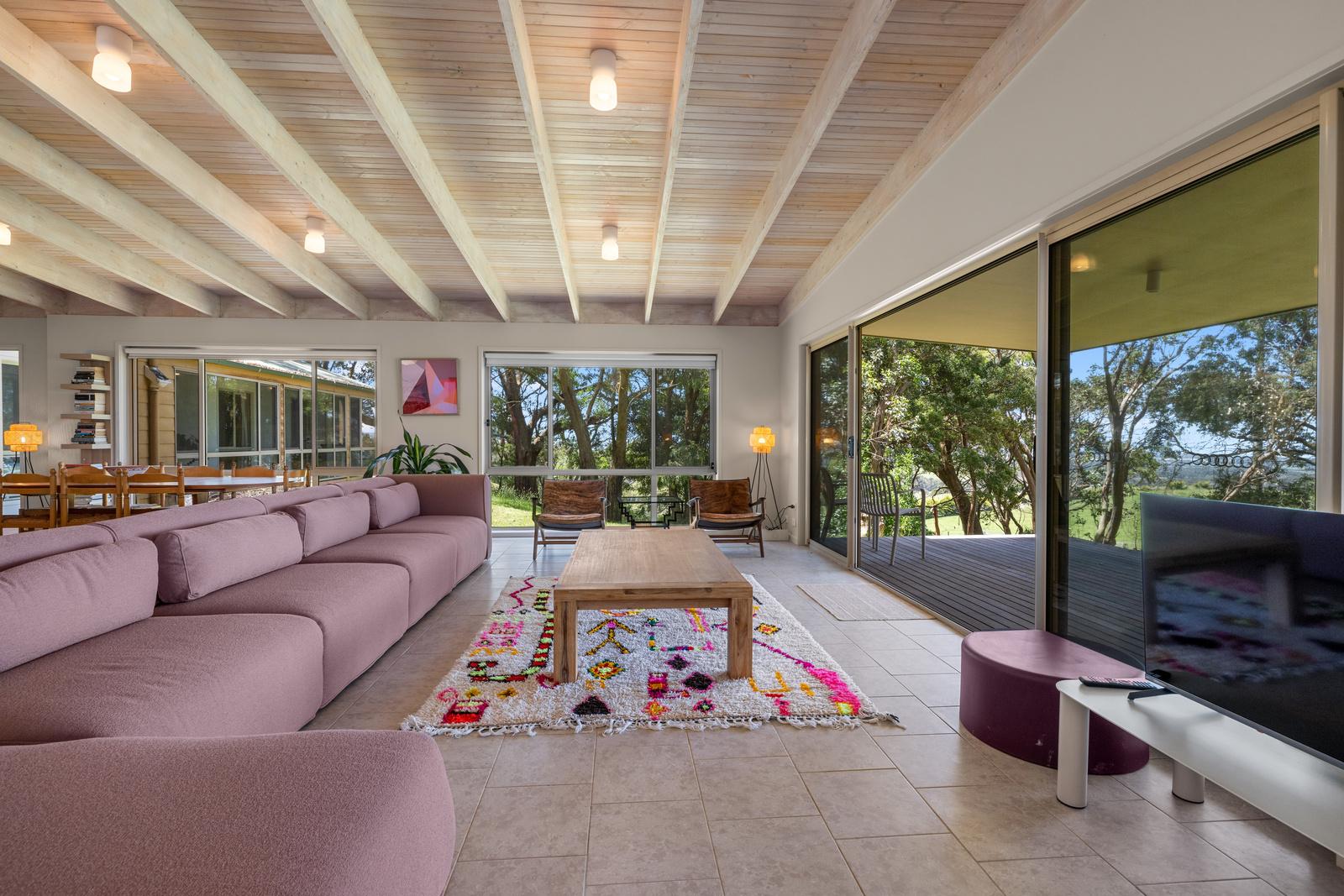 Spacious living room with panoramic views of Wilsons Promontory